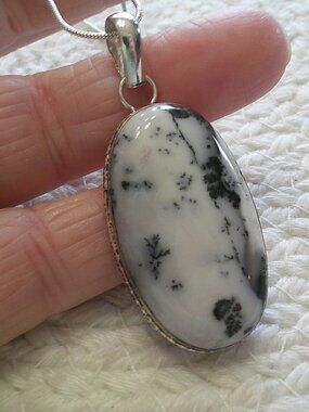 Gorgeous DENDRITIC OPAL Handmade Sterling 925 Pendant/Chain #670E